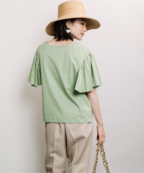 ELVENCE DEUX(エルベンスドゥ)の「ツヤアリソデギャザーPO(Tシャツ/カットソー・レディース・オフホワイト/グリーン/グレー系その他・FREE)」の11枚目の写真