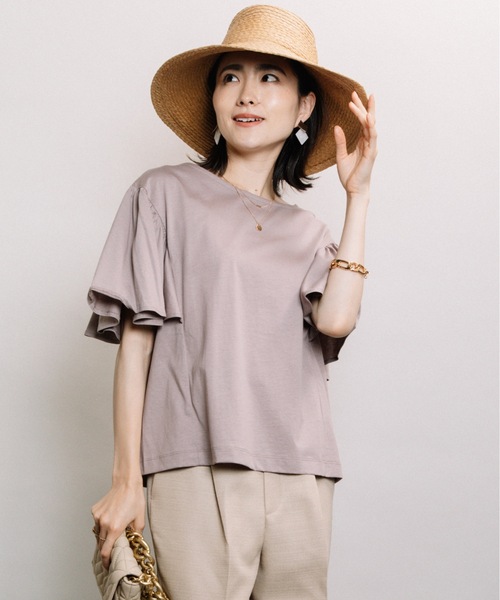 ELVENCE DEUX(エルベンスドゥ)の「ツヤアリソデギャザーPO(Tシャツ/カットソー・レディース・オフホワイト/グリーン/グレー系その他・FREE)」の13枚目の写真