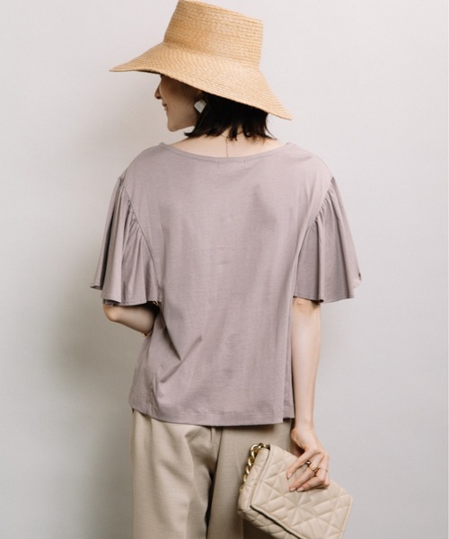 ELVENCE DEUX(エルベンスドゥ)の「ツヤアリソデギャザーPO(Tシャツ/カットソー・レディース・オフホワイト/グリーン/グレー系その他・FREE)」の16枚目の写真