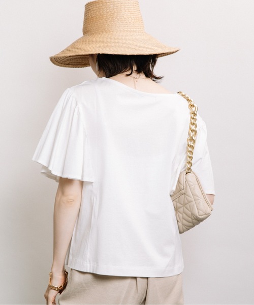 ELVENCE DEUX(エルベンスドゥ)の「ツヤアリソデギャザーPO(Tシャツ/カットソー・レディース・オフホワイト/グリーン/グレー系その他・FREE)」の8枚目の写真