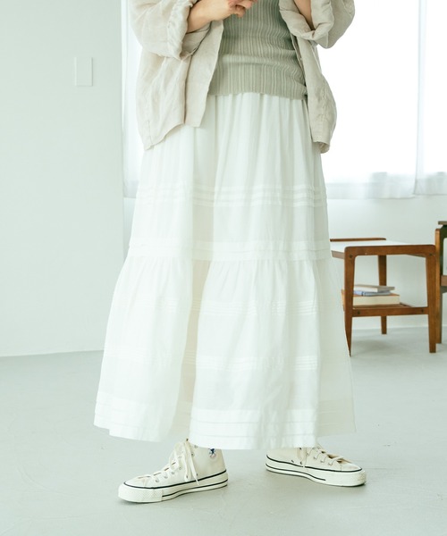 PUAL CE CIN（ピュアルセシン）の「インドコットンボイルスカート（スカート・レディース・ホワイト/ブラック/グリーン/ブルー/ピンク・FREE）」の2枚目の写真