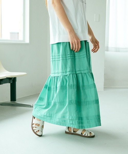 PUAL CE CIN（ピュアルセシン）の「インドコットンボイルスカート（スカート・レディース・ホワイト/ブラック/グリーン/ブルー/ピンク・FREE）」の20枚目の写真