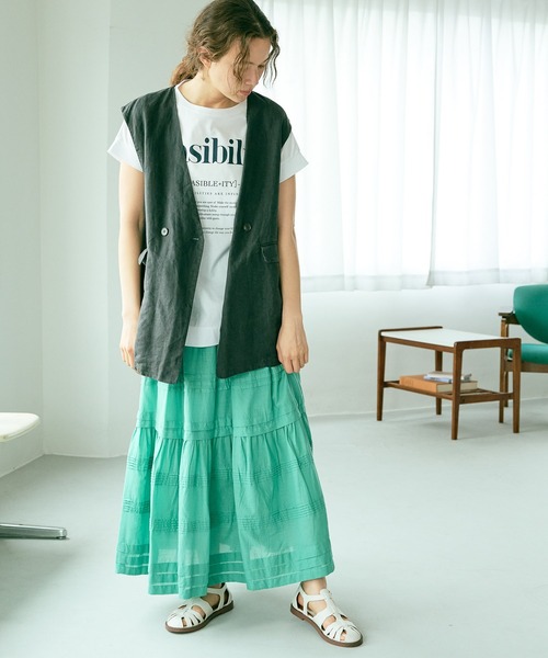 PUAL CE CIN（ピュアルセシン）の「インドコットンボイルスカート（スカート・レディース・ホワイト/ブラック/グリーン/ブルー/ピンク・FREE）」の7枚目の写真