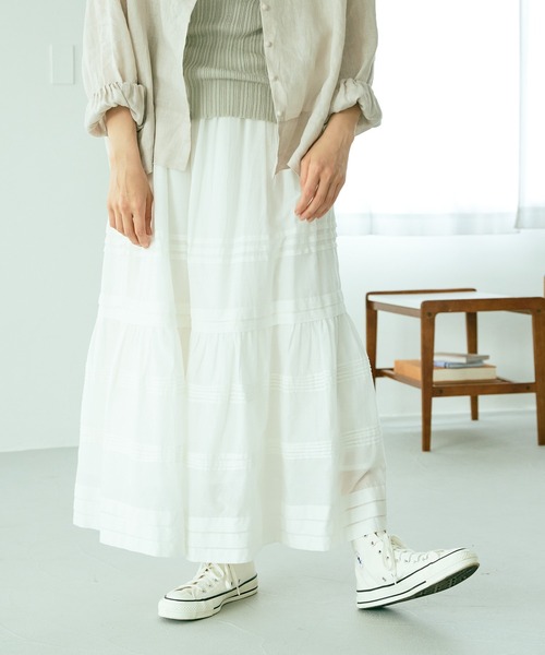 PUAL CE CIN（ピュアルセシン）の「インドコットンボイルスカート（スカート・レディース・ホワイト/ブラック/グリーン/ブルー/ピンク・FREE）」の19枚目の写真