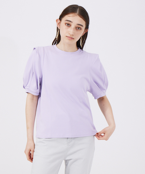 qualite(カリテ)の「【Doux.】パフスリーブカットソー(Tシャツ/カットソー・レディース・ホワイト/カーキ/ラベンダー・フリー)」の3枚目の写真