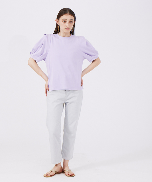 qualite(カリテ)の「【Doux.】パフスリーブカットソー(Tシャツ/カットソー・レディース・ホワイト/カーキ/ラベンダー・フリー)」の12枚目の写真