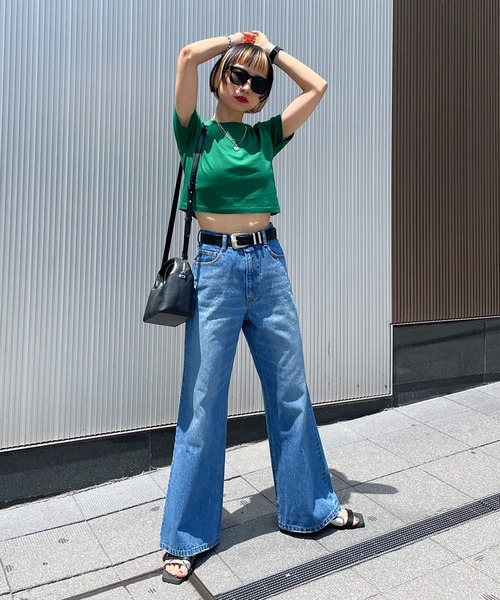 PAGEBOY(ページボーイ)の「サステナデニムワイドフレアパンツ(デニムパンツ・レディース・サックスブルー/インディゴブルー・25inch/26inch)」の5枚目の写真