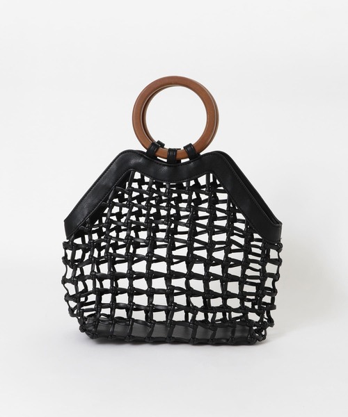 URBAN RESEARCH(アーバンリサーチ)の「ウッドハンドルメッシュバッグ(ハンドバッグ・レディース・アイボリー/ブラック/ミント・-)」の8枚目の写真