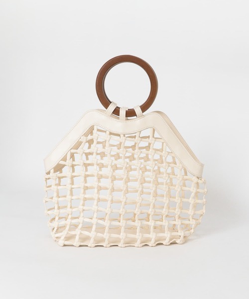 URBAN RESEARCH(アーバンリサーチ)の「ウッドハンドルメッシュバッグ(ハンドバッグ・レディース・アイボリー/ブラック/ミント・-)」の10枚目の写真