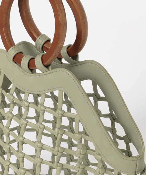 URBAN RESEARCH(アーバンリサーチ)の「ウッドハンドルメッシュバッグ(ハンドバッグ・レディース・アイボリー/ブラック/ミント・-)」の15枚目の写真