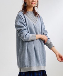 ニット切替裏起毛ゆるスウェット