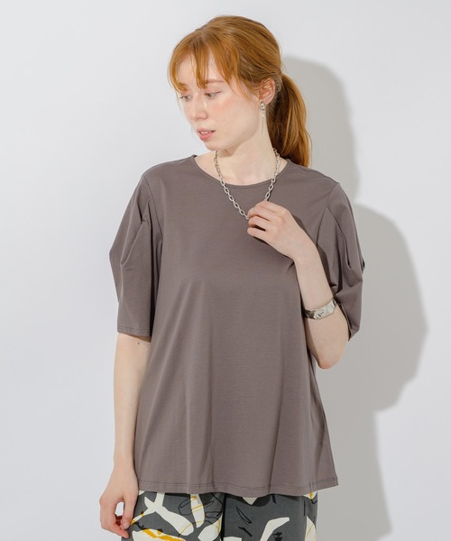 Paradise Picnic(パラダイスピクニック)の「マーセライズコットンパフT(Tシャツ/カットソー・レディース・ホワイト/チャコールグレー/ブルー・FREE)」の2枚目の写真