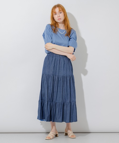 Paradise Picnic(パラダイスピクニック)の「マーセライズコットンパフT(Tシャツ/カットソー・レディース・ホワイト/チャコールグレー/ブルー・FREE)」の8枚目の写真