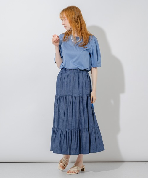 Paradise Picnic(パラダイスピクニック)の「マーセライズコットンパフT(Tシャツ/カットソー・レディース・ホワイト/チャコールグレー/ブルー・FREE)」の15枚目の写真