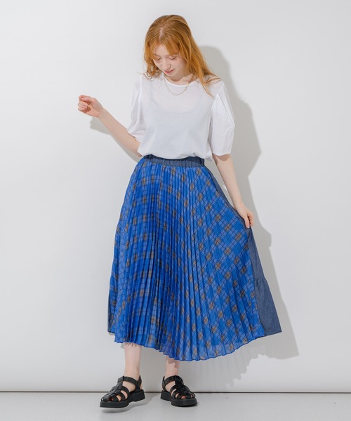 Paradise Picnic(パラダイスピクニック)の「マーセライズコットンパフT(Tシャツ/カットソー・レディース・ホワイト/チャコールグレー/ブルー・FREE)」の12枚目の写真