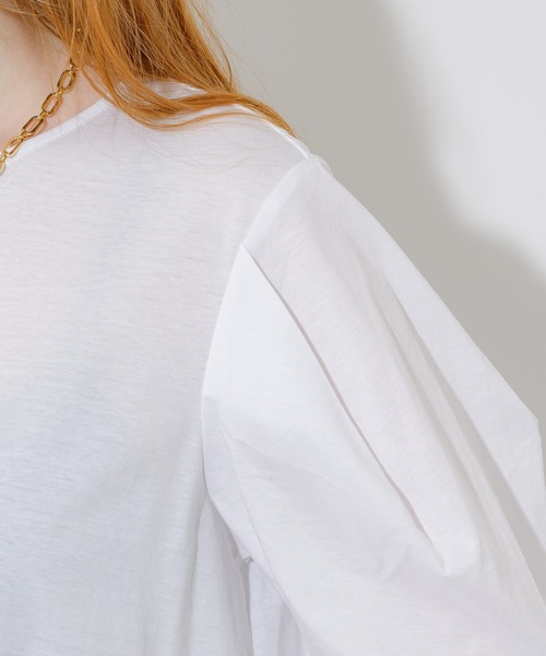 Paradise Picnic(パラダイスピクニック)の「マーセライズコットンパフT(Tシャツ/カットソー・レディース・ホワイト/チャコールグレー/ブルー・FREE)」の20枚目の写真