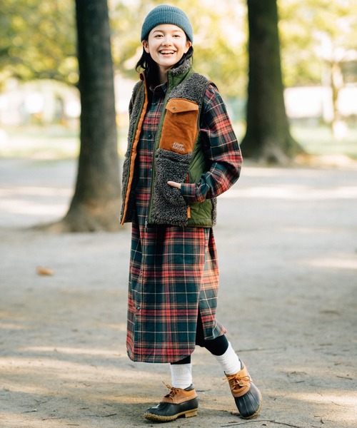 KRIFF MAYER Lady's Collection（クリフメイヤーレディースコレクション）の「ビエラチェックワンピース（シャツワンピース・レディース・ネイビー/レッド/グリーン/オートミール・MEDIUM/LARGE）」の4枚目の写真