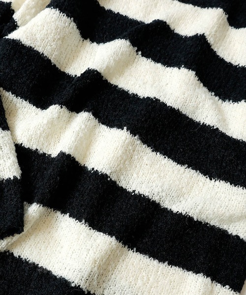 NUMBER (N)INE(ナンバーナイン)の「ALPACA BORDER KNIT BIG PULLOVER(ニット/セーター・メンズ・グレー系/ベージュ系/ブラック×ホワイト/ブラック×パープル/ブラック×レッド/ブラック×グリーン・2/3/4)」の9枚目の写真
