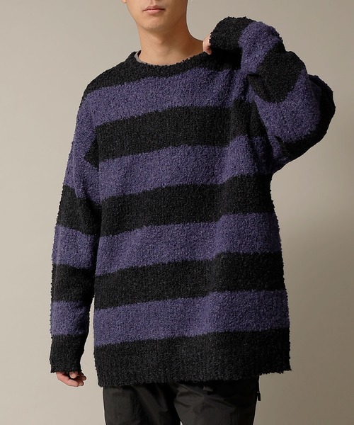 セール】ALPACA BORDER KNIT BIG PULLOVER（ニット/セーター