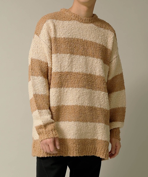 セール】ALPACA BORDER KNIT BIG PULLOVER（ニット/セーター