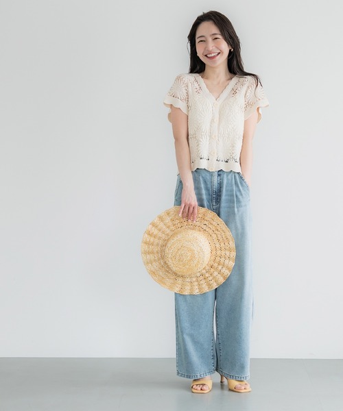 coca（coca）（コカ）の「クロップド丈クロシェカーディガン（カーディガン/ボレロ・レディース・アイボリー/ブラック/ダークベージュ/ダークブラウン・ONE SIZE）」の7枚目の写真