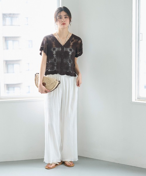 coca（coca）（コカ）の「クロップド丈クロシェカーディガン（カーディガン/ボレロ・レディース・アイボリー/ブラック/ダークベージュ/ダークブラウン・ONE SIZE）」の16枚目の写真