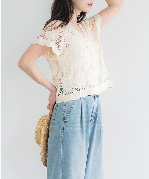 coca(coca)(コカ)の「\26ss 新色追加/ クロップド丈クロシェカーディガン(カーディガン/ボレロ・レディース・アイボリー/ブラック/ダークベージュ/ダークブラウン/チャコール・ONE SIZE)」の14枚目の写真