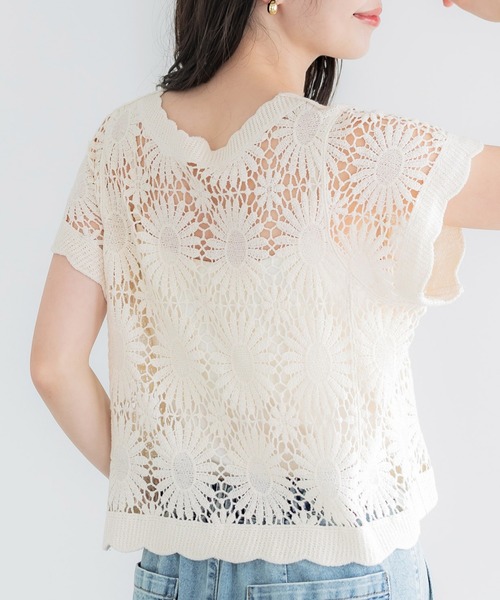coca(coca)(コカ)の「\26ss 新色追加/ クロップド丈クロシェカーディガン(カーディガン/ボレロ・レディース・アイボリー/ブラック/ダークベージュ/ダークブラウン/チャコール・ONE SIZE)」の16枚目の写真