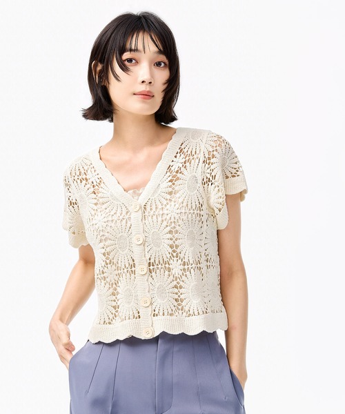 coca(coca)(コカ)の「\26ss 新色追加/ クロップド丈クロシェカーディガン(カーディガン/ボレロ・レディース・アイボリー/ブラック/ダークベージュ/ダークブラウン/チャコール・ONE SIZE)」の9枚目の写真
