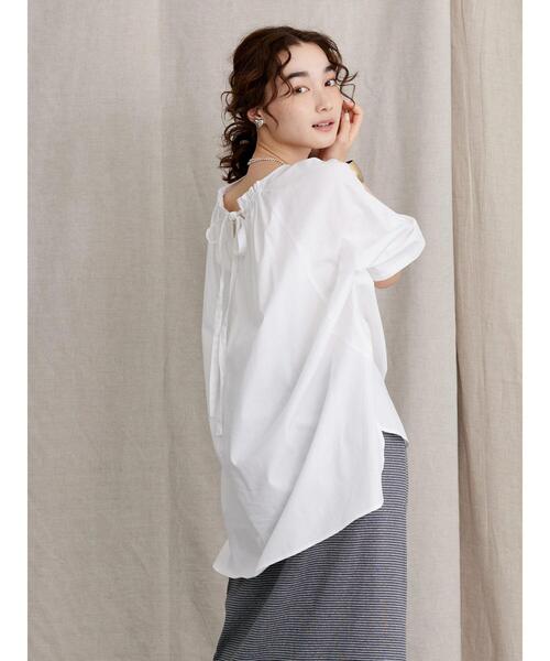 AMERICAN HOLIC（アメリカンホリック）の「バックリボンチュニック（Tシャツ/カットソー・レディース・ブラック/オフホワイト/キャメル・M/L）」の19枚目の写真