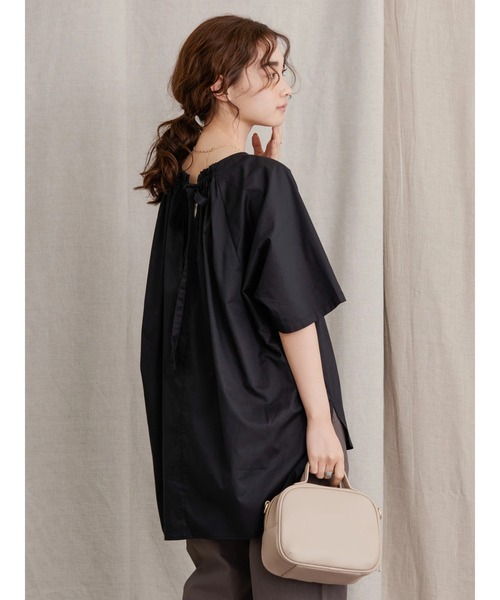 AMERICAN HOLIC（アメリカンホリック）の「バックリボンチュニック（Tシャツ/カットソー・レディース・ブラック/オフホワイト/キャメル・M/L）」の5枚目の写真