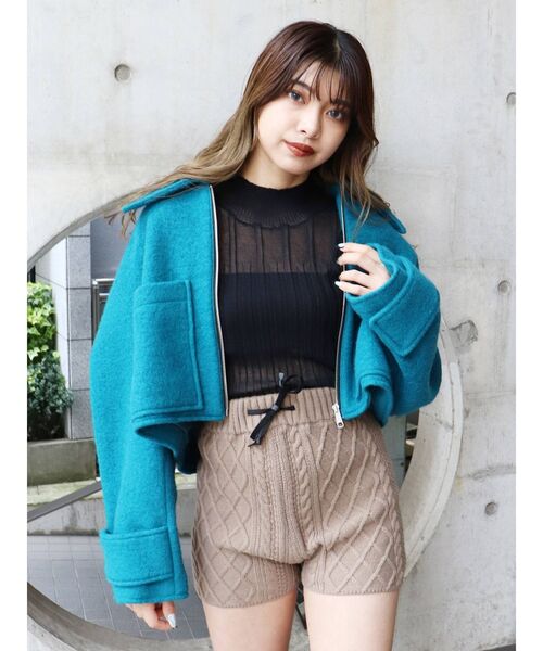 MURUA（ムルーア）の「スライバーショートジャケット（ブルゾン・レディース・オレンジ/ブルー/ブラウン・FREE）」の14枚目の写真