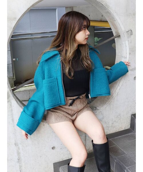 MURUA（ムルーア）の「スライバーショートジャケット（ブルゾン・レディース・オレンジ/ブルー/ブラウン・FREE）」の10枚目の写真