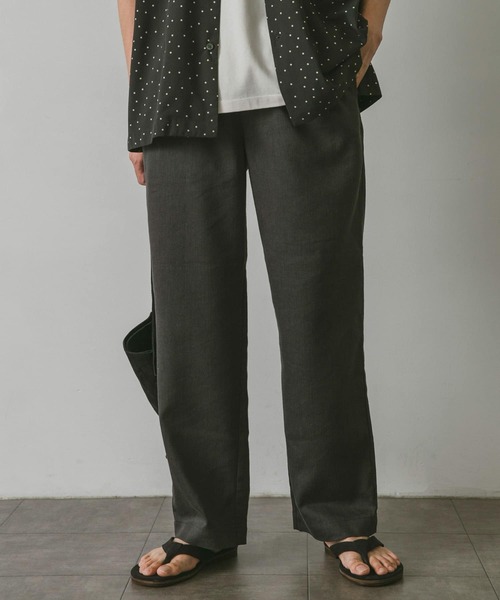 URBAN RESEARCH DOORS(アーバンリサーチドアーズ)の「リネンブレンドリラックスワイドパンツ(その他パンツ・メンズ・ブラック/ナチュラル・MEDIUM/LARGE)」の2枚目の写真