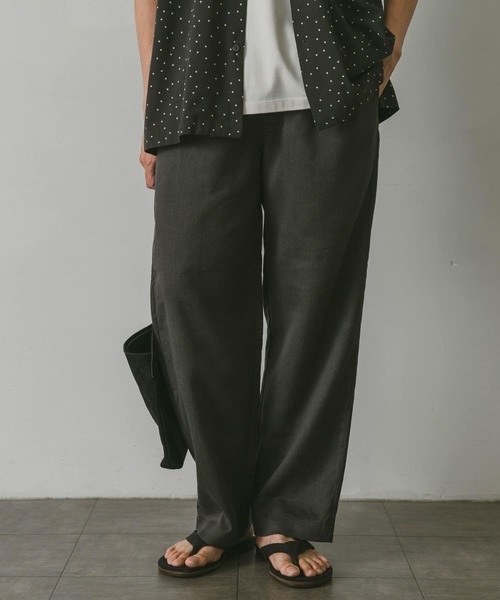 URBAN RESEARCH DOORS(アーバンリサーチドアーズ)の「リネンブレンドリラックスワイドパンツ(その他パンツ・メンズ・ブラック/ナチュラル・MEDIUM/LARGE)」の3枚目の写真