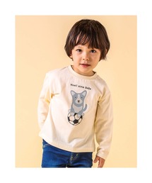 Noeil aime BeBe（ノイユエイムベベ）の「NoeilaimeBeBe/アニマル前面ハスキー柴犬発砲プリント天竺Tシャツ(80~130cm)（Tシャツ/カットソー・キッズ）」