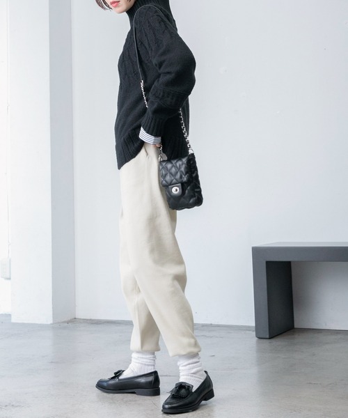 BONLECILL（ボンルシール）の「ストレッチニットジョガーパンツ（その他パンツ・レディース・ワイン/ブラック/アイボリー/モスグリーン・FREE）」の8枚目の写真