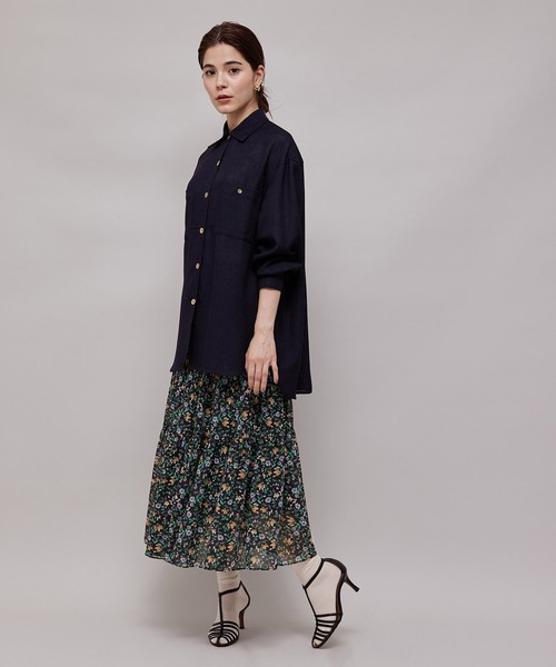 ROPE'（ロペ）の「【秋の新作】楊柳プリントプリーツティアードスカート（スカート・レディース・ダークブラウン/ネイビー・38/36）」の9枚目の写真