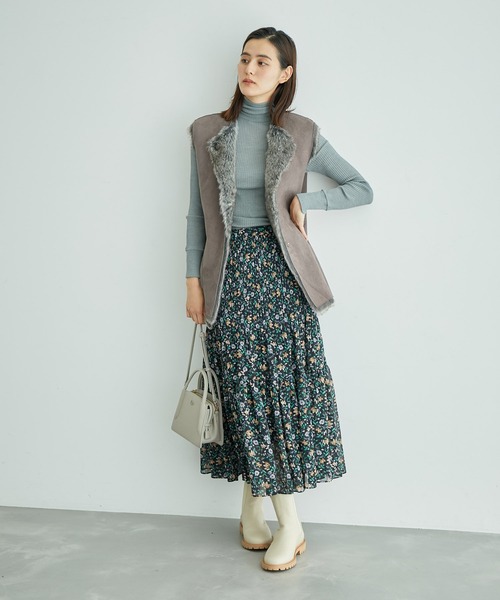 ROPE'（ロペ）の「【秋の新作】楊柳プリントプリーツティアードスカート（スカート・レディース・ダークブラウン/ネイビー・38/36）」の15枚目の写真