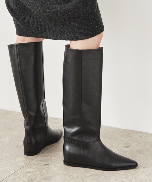 GRISE（グリーズ）の「GRISEレザーワイドシャフトフラットロングブーツ