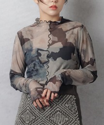 Lull（ルル）の「【Lull / ルル】大人気2wayマーブルシアーメロートップス（Tシャツ/カットソー）」