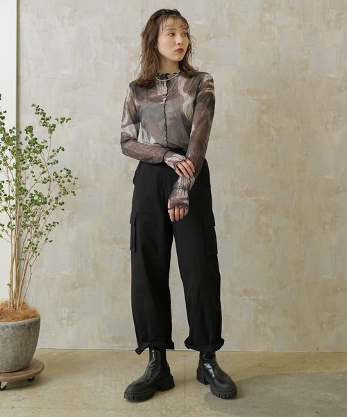 セール】【Lull / ルル】大人気2wayマーブルシアーメロートップス（T