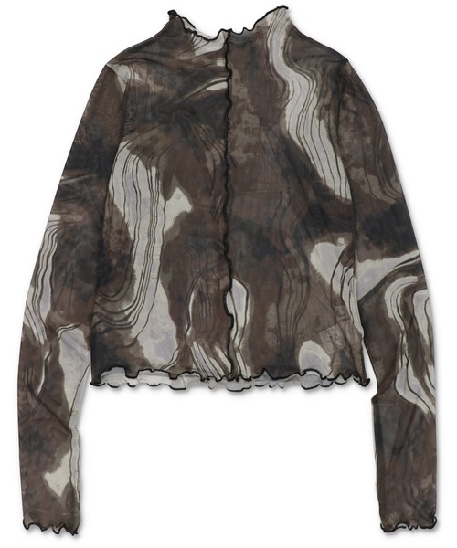 Lull（ルル）の「【Lull / ルル】大人気2wayマーブルシアーメロートップス（Tシャツ/カットソー・レディース・ブラック/カーキ/ホワイト/マルチ/ミント/ブラック系その他/ホワイト系その他/ライトカーキ/サックスブルー系/ブルー・ONESIZE）」の15枚目の写真