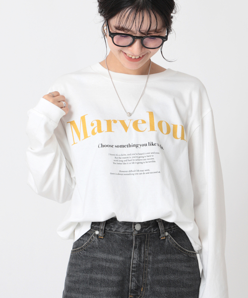 Simplicite（サンプリシテ）の「ロゴロンT（Tシャツ/カットソー・レディース・ホワイト/チャコールグレー/ベージュ・FREE）」の2枚目の写真