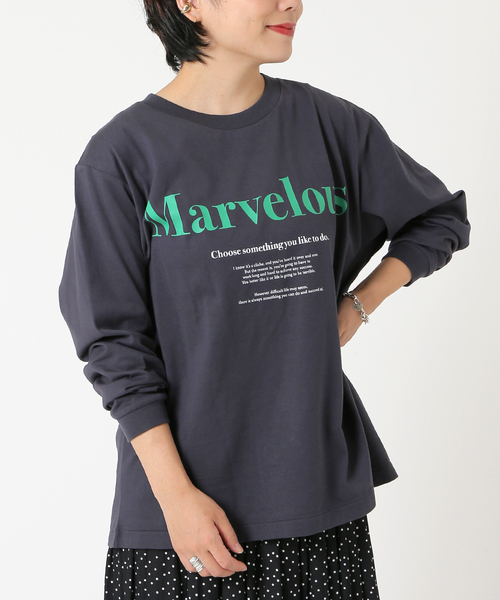 Simplicite（サンプリシテ）の「ロゴロンT（Tシャツ/カットソー・レディース・ホワイト/チャコールグレー/ベージュ・FREE）」の3枚目の写真