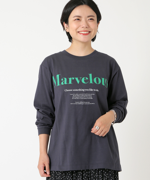 Simplicite（サンプリシテ）の「ロゴロンT（Tシャツ/カットソー・レディース・ホワイト/チャコールグレー/ベージュ・FREE）」の4枚目の写真