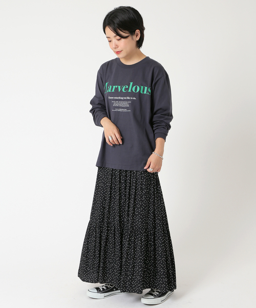 Simplicite（サンプリシテ）の「ロゴロンT（Tシャツ/カットソー・レディース・ホワイト/チャコールグレー/ベージュ・FREE）」の13枚目の写真