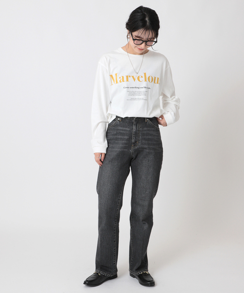 Simplicite（サンプリシテ）の「ロゴロンT（Tシャツ/カットソー・レディース・ホワイト/チャコールグレー/ベージュ・FREE）」の16枚目の写真