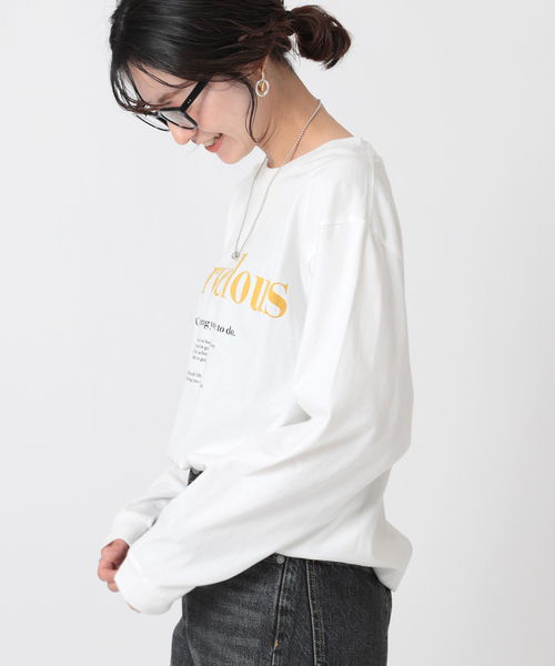 Simplicite（サンプリシテ）の「ロゴロンT（Tシャツ/カットソー・レディース・ホワイト/チャコールグレー/ベージュ・FREE）」の19枚目の写真