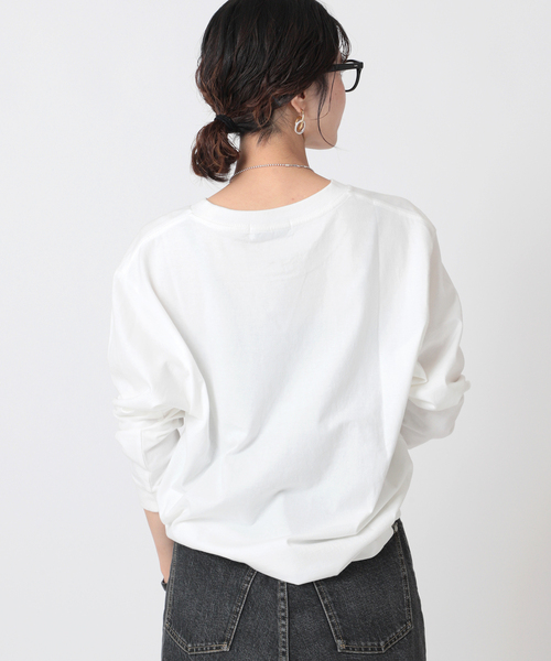 Simplicite（サンプリシテ）の「ロゴロンT（Tシャツ/カットソー・レディース・ホワイト/チャコールグレー/ベージュ・FREE）」の11枚目の写真